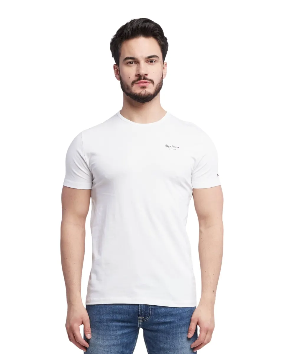 Pepe Jeans - Ανδρικό T-shirt Original Basic 3 N Slim Fit PM508212-800 Λευκό