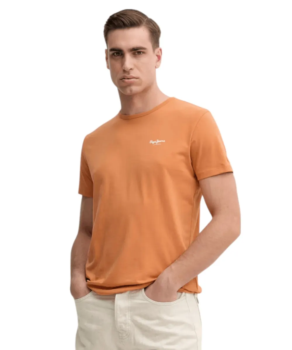 Pepe Jeans - Ανδρικό T-shirt Original Basic 3 N Slim Fit PM508212-166 Πορτοκαλί