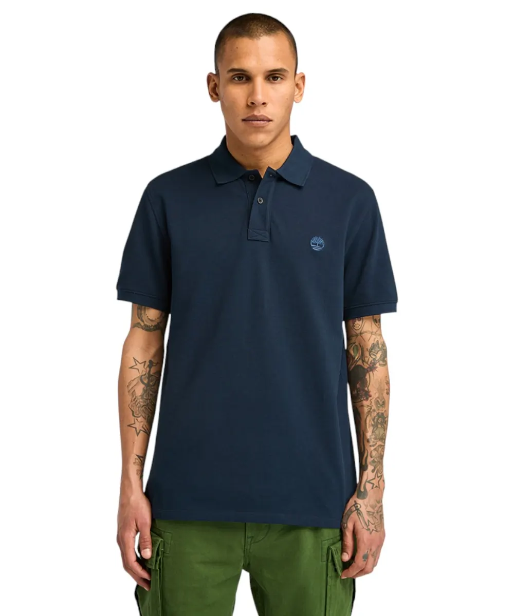 Timberland - Ανδρικό T-shirt Polo με Λογότυπο TB0A6VDP-433 Μπλε σκούρο