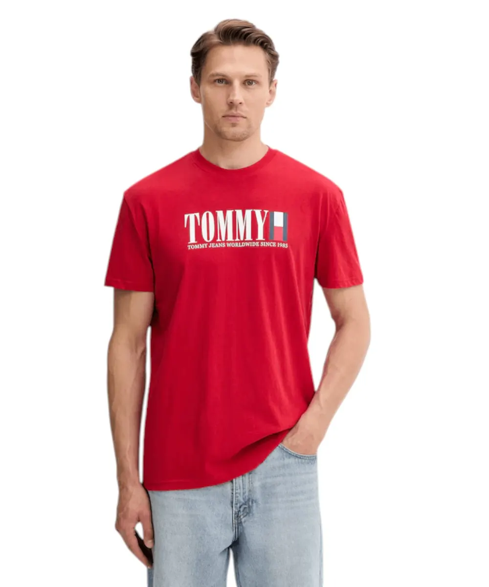 Tommy Hilfiger - Ανδρικό T-shirt Dna Flag Regular Fit DM0DM21941-XLE Κόκκινο