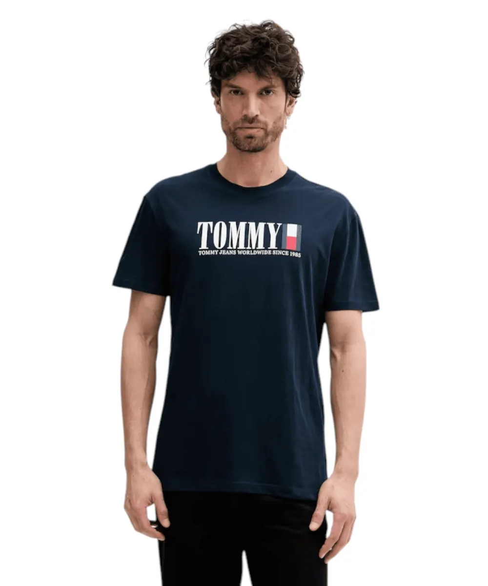 Tommy Hilfiger - Ανδρικό T-shirt Dna Flag Regular Fit DM0DM21941-C1G Μπλε Σκούρο