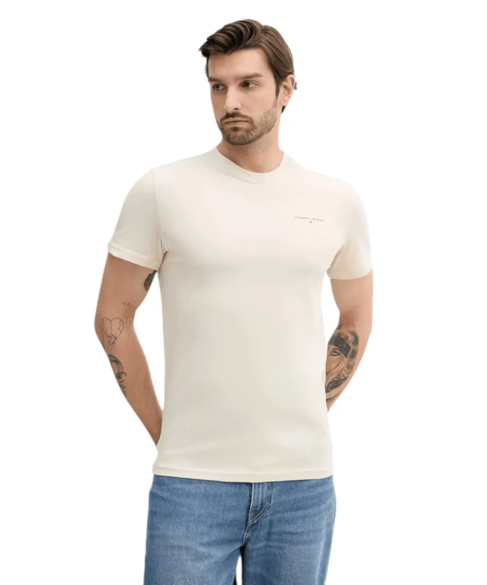 Tommy Hilfiger - Ανδρικό T-shirt Linear Chest Slim Fit DM0DM21780-AE3 Μπεζ