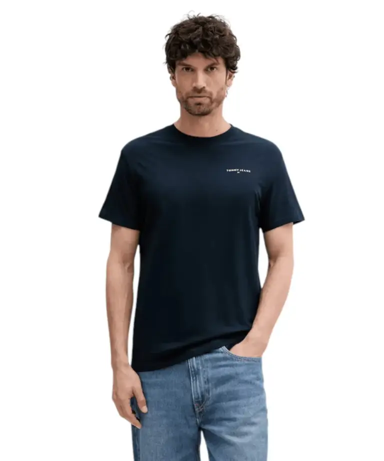 Tommy Hilfiger - Ανδρικό T-shirt Linear Chest Slim Fit DM0DM21780-C1G Μπλε Σκούρο