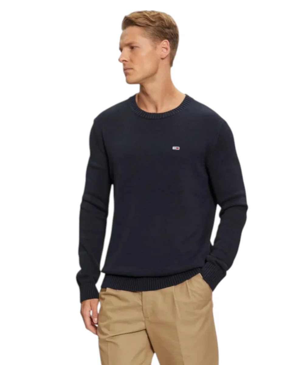 Tommy Hilfiger - Ανδρικό Πουλόβερ Essential Slim Fit DM0DM18370-C1G Μπλε Σκούρο