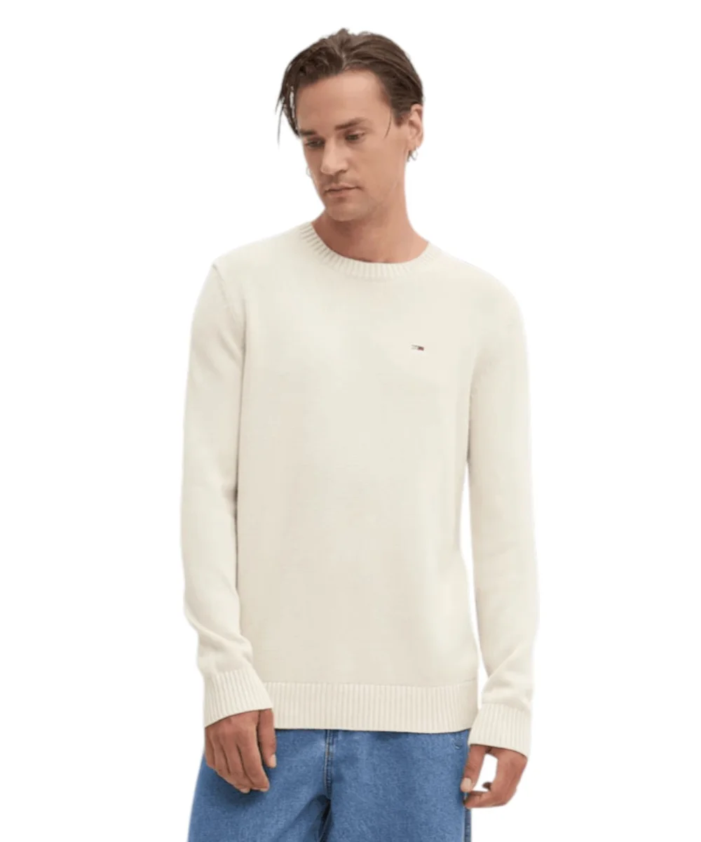 Tommy Hilfiger - Ανδρικό Πουλόβερ Essential Slim Fit DM0DM18370-YBH Εκρού
