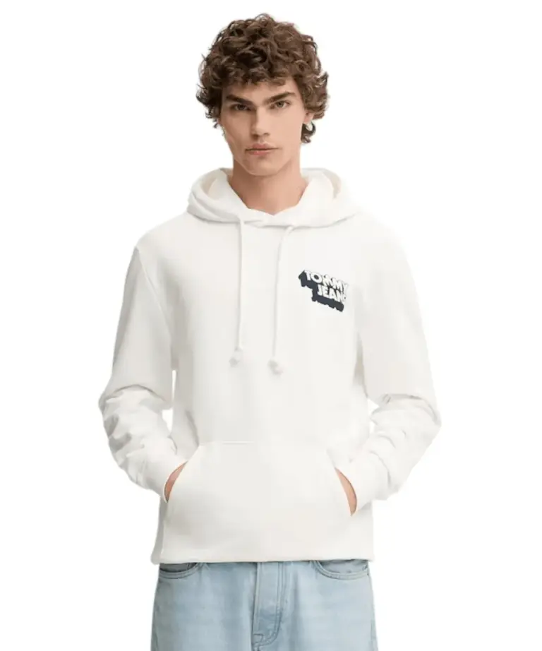 Tommy Hilfiger - Ανδρικό Φούτερ Stack Back Logo Hoodie DM0DM21625-YBL Λευκό