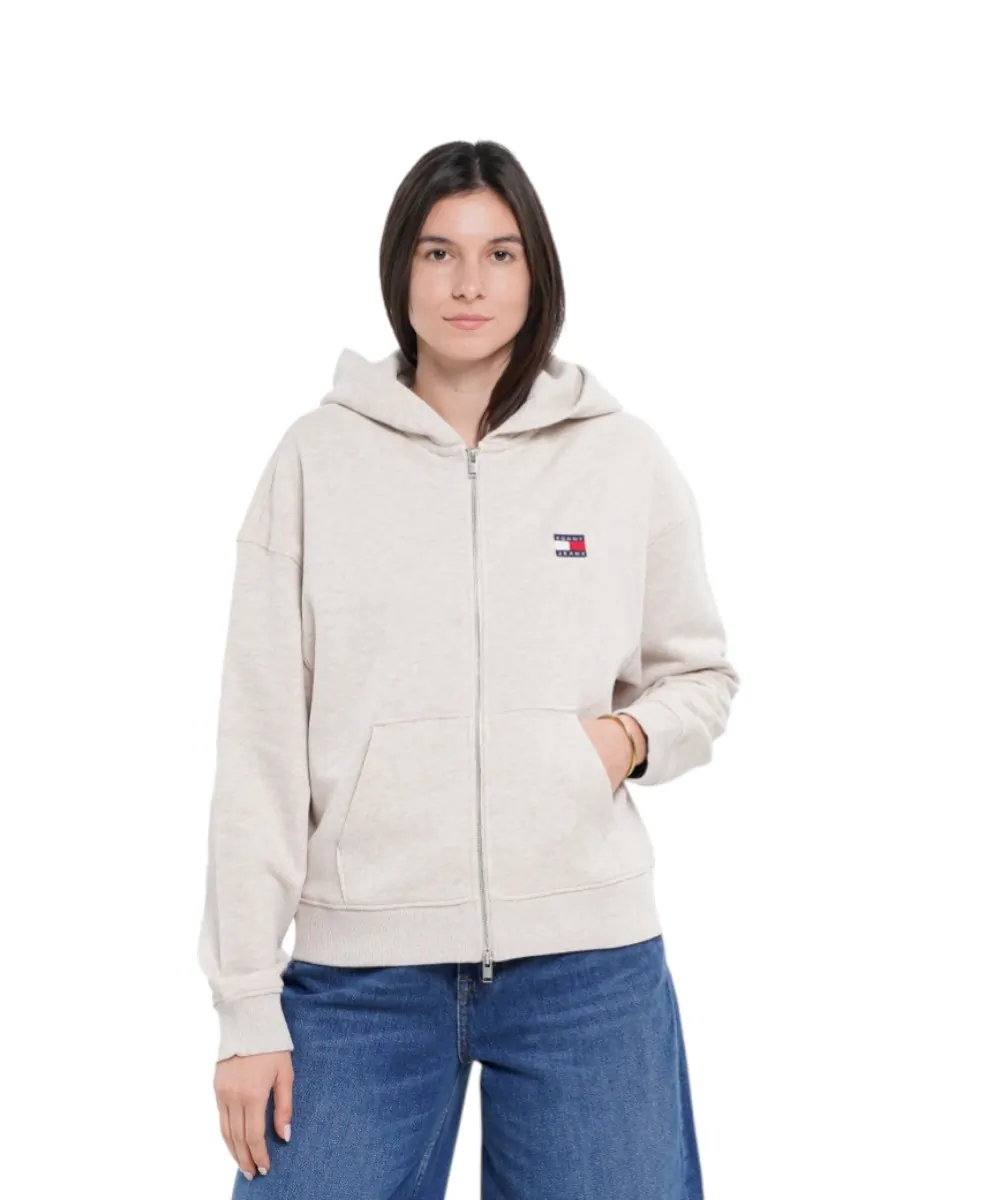 Tommy Hilfiger- Γυναικεία Ζακέτα με Κουκούλα Boxy Badge DW0DW19412-AE3 Μπεζ