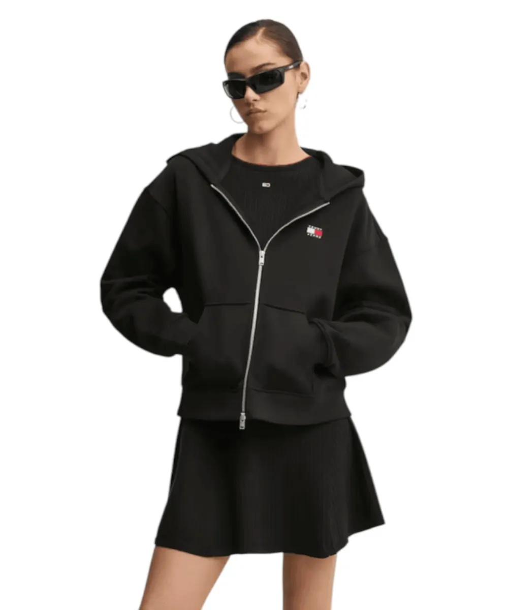 Tommy Hilfiger- Γυναικεία Ζακέτα με Κουκούλα Boxy Badge DW0DW19412-BDS Μαύρο