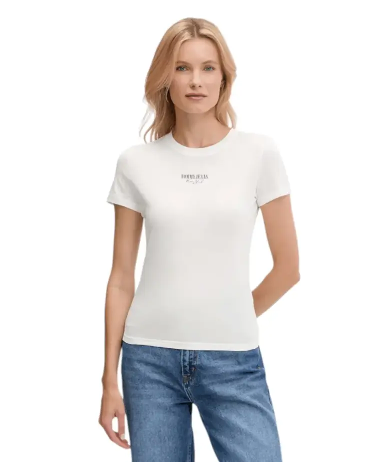 Tommy Hilfiger - Γυναικείο T-shirt Essential Logo2 Slim Fit DW0DW20913-YBL Λευκό