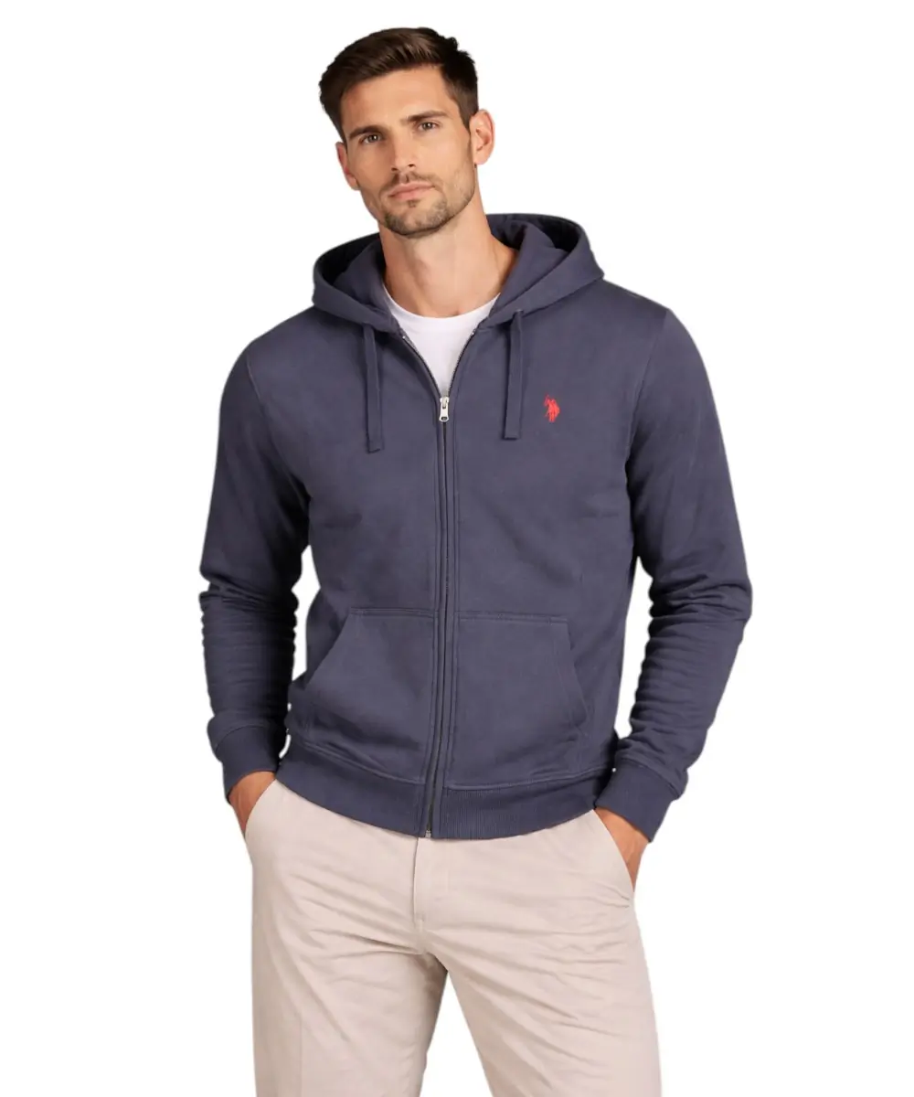 U.S. Polo Assn. - Ανδρική Φούτερ Ζακέτα με Κουκούλα και Τσέπες 63025-53223-179 Μπλε Ναυτικό