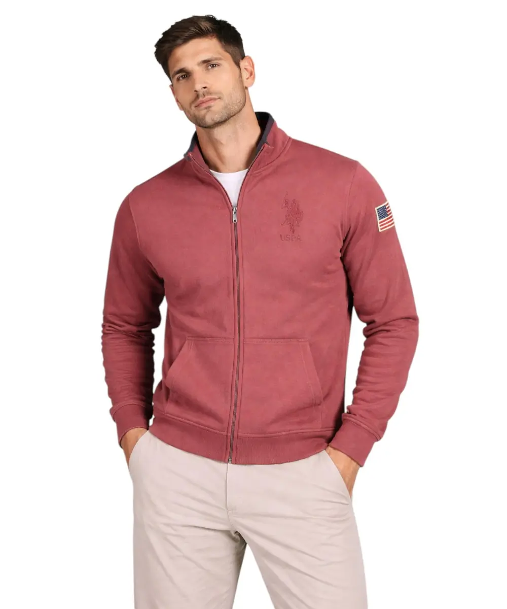 U.S. Polo Assn. - Ανδρική Φούτερ Ζακέτα με Τσέπες 63032-53223-359 Μπορντό