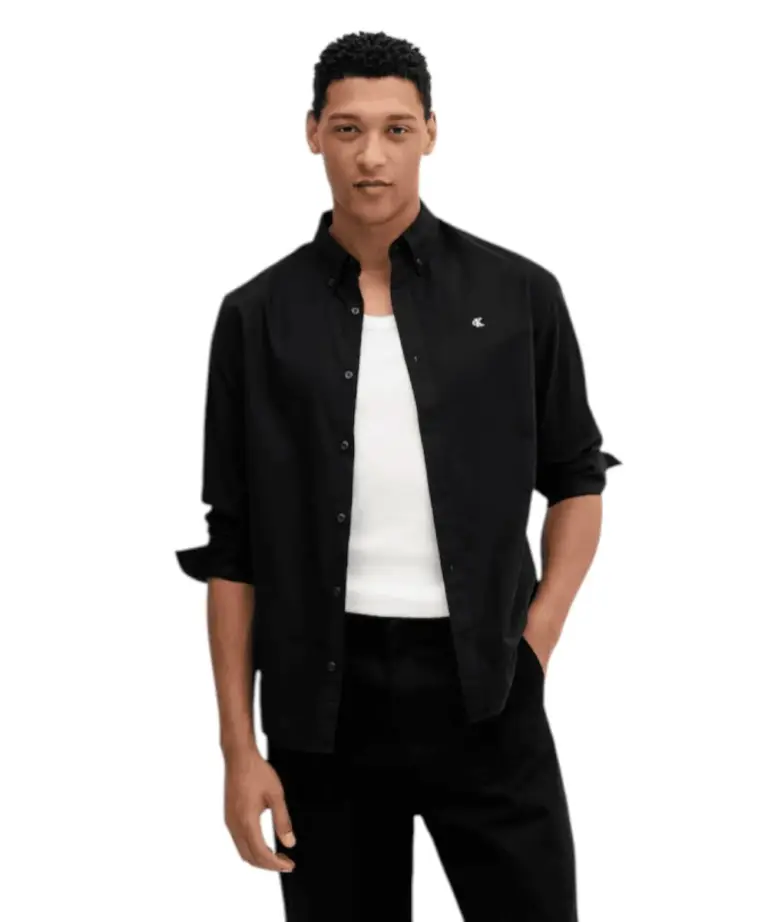 Calvin Klein Jeans - Ανδρικό Πουκάμισο Μακρυμάνικo Solid Oxford Classic Fit LV140EM125-UB1 Μαύρο