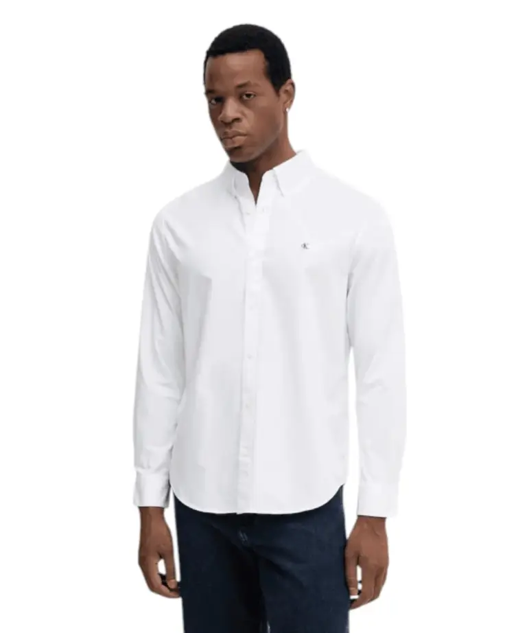 Calvin Klein Jeans - Ανδρικό Πουκάμισο Μακρυμάνικo Solid Oxford Classic Fit LV140EM125-YAA Λευκό