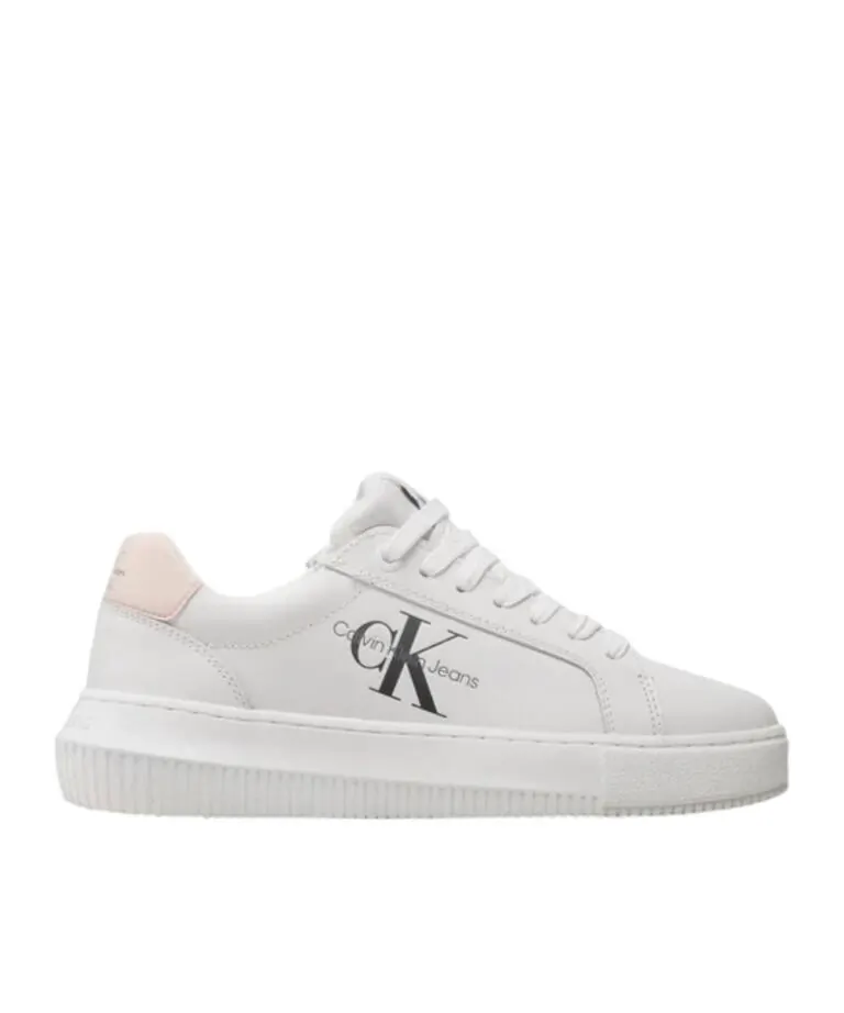 Calvin Klein - Γυναικεία Δερμάτινα Sneakers Chunky Cupsole Mono Wn YW0YW00823-02T Λευκό