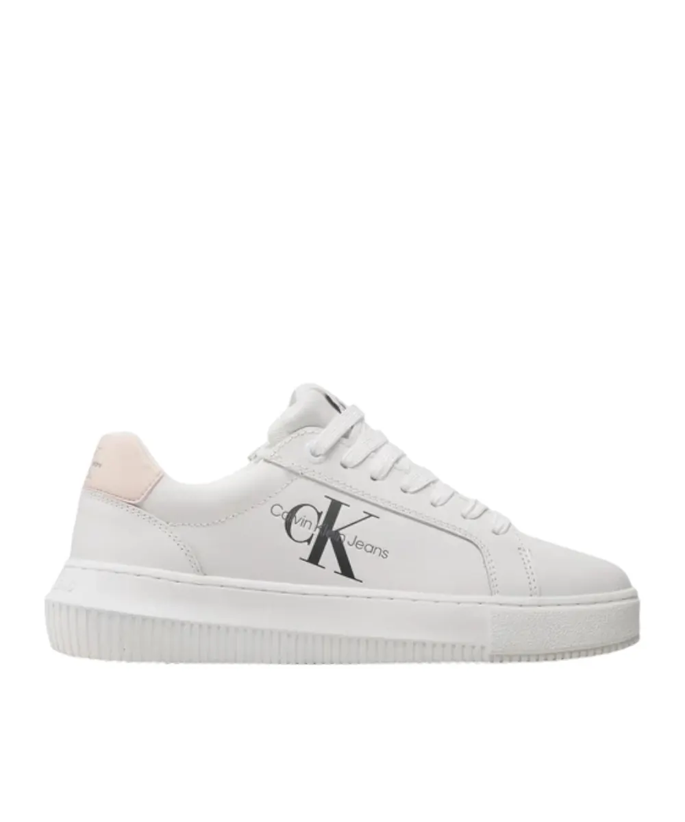 Calvin Klein - Γυναικεία Δερμάτινα Sneakers Chunky Cupsole Mono Wn YW0YW00823-02T Λευκό