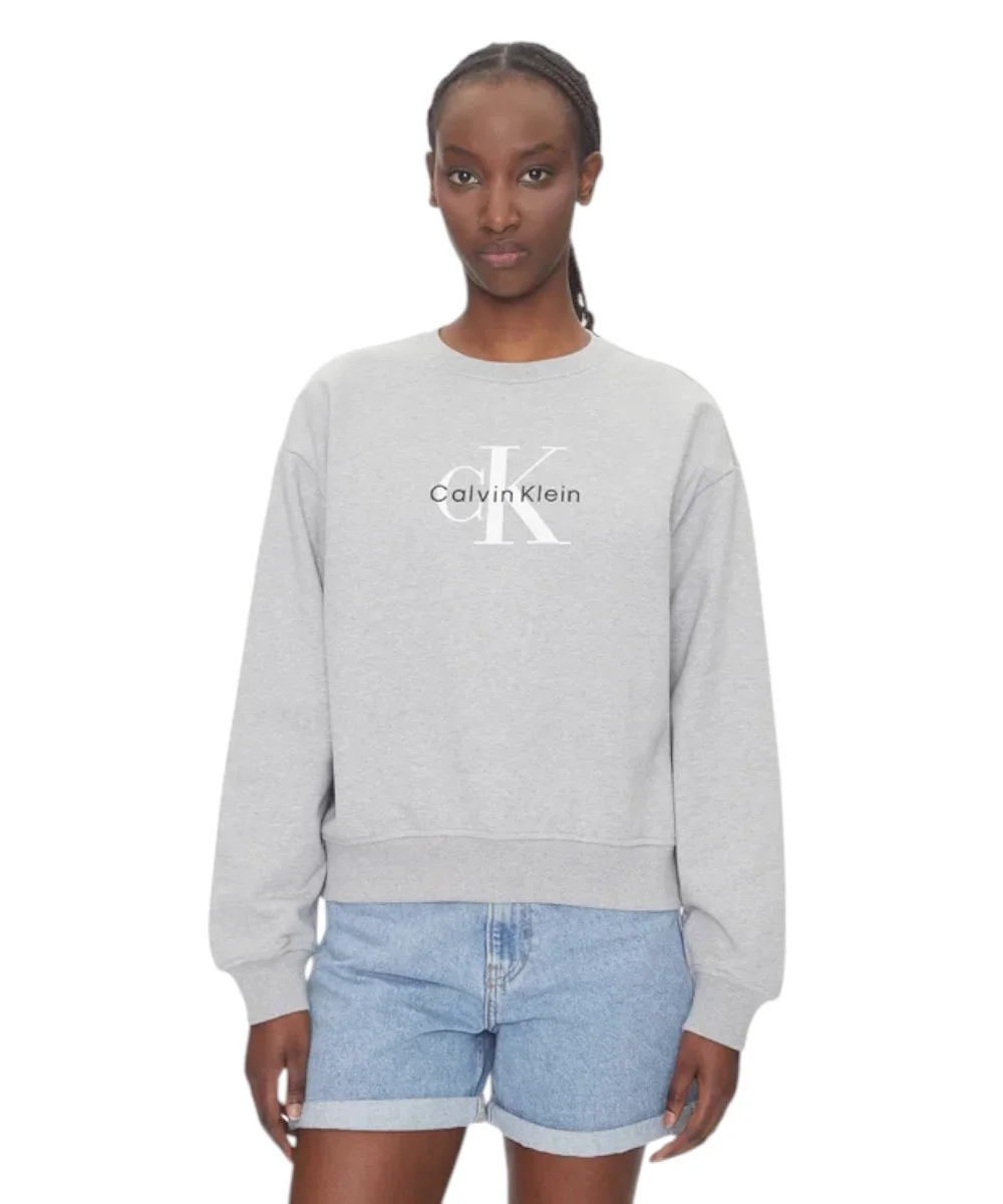 Calvin Klein - Γυναικείο Φούτερ Monologo Relaxed Fit LV047B234G-P79 Γκρι