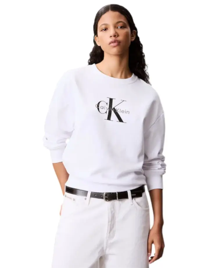 Calvin Klein - Γυναικείο Φούτερ Monologo Relaxed Fit LV047B234G-YAA Λευκό