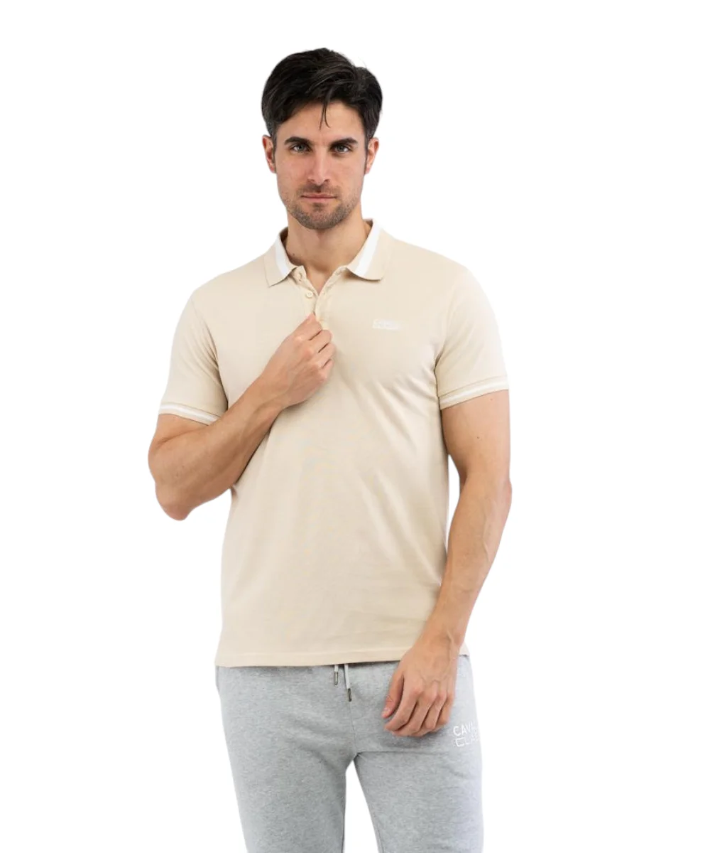 Cavalli Class - Ανδρική Μπλούζα Κοντομάνικη Polo Πικέ TXT64RKB002-03528 Μπέζ