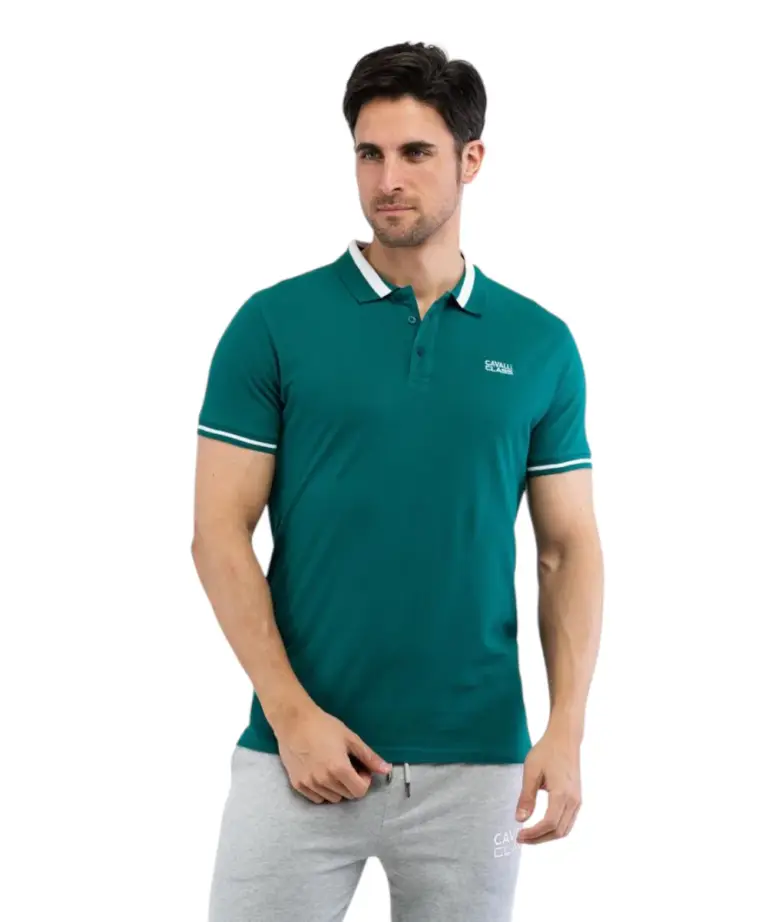 Cavalli Class - Ανδρική Μπλούζα Κοντομάνικη Polo Πικέ TXT64RKB002-04038 Πράσινο