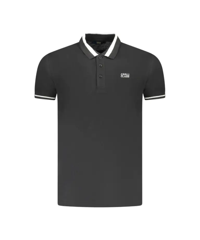 Cavalli Class - Ανδρική Μπλούζα Κοντομάνικη Polo Πικέ TXT64RKB002-05051 Μαύρο