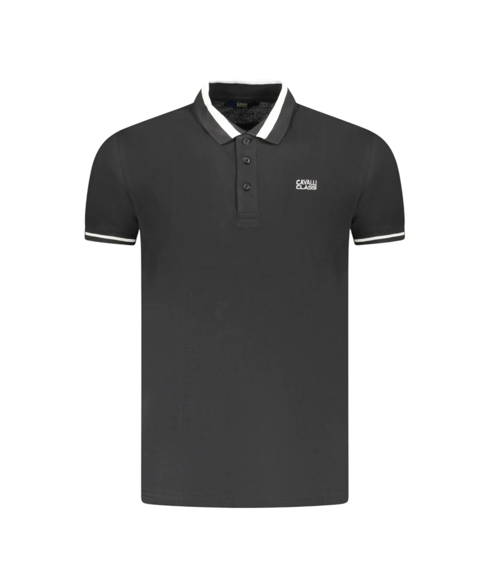 Cavalli Class - Ανδρική Μπλούζα Κοντομάνικη Polo Πικέ TXT64RKB002-05051 Μαύρο