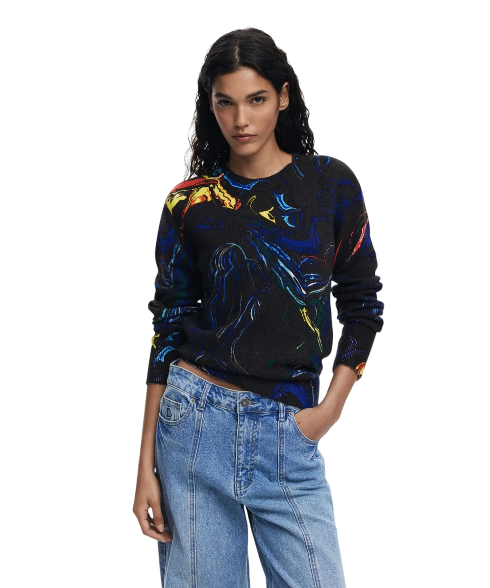 Desigual - Γυναικείο Πουλόβερ Butterfly Lacroix 25WWJF05-2000 Μαύρο