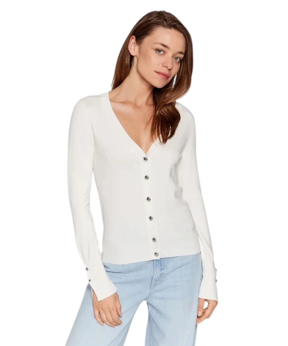 Guess - Γυναικεία Ζακέτα Zena Regular Fit W2YR33Z2V62-G012 Λευκό