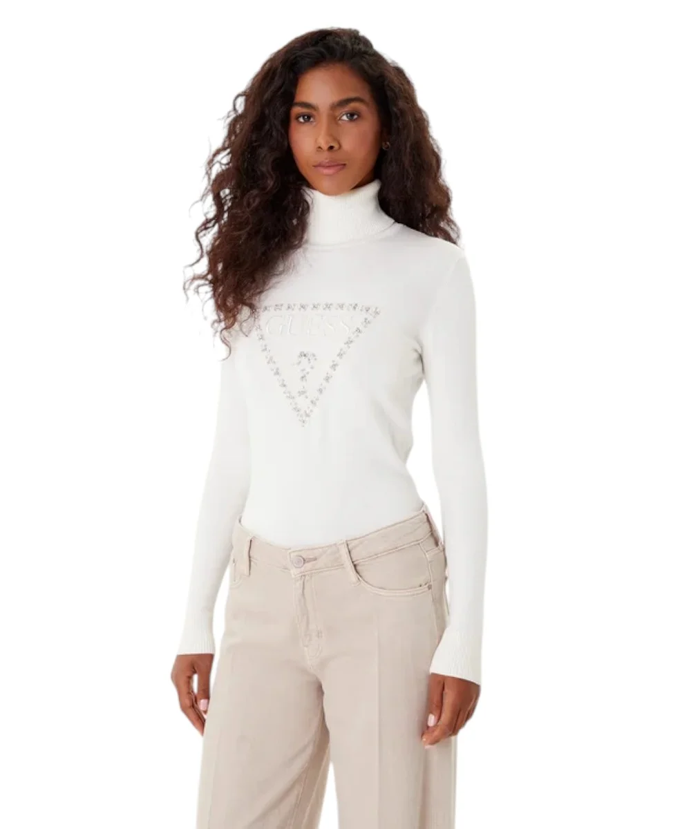 Guess - Γυναικείο Πουλόβερ Ζιβάγκο Regular Fit W5BR39Z2NQ2-G012 Λευκό