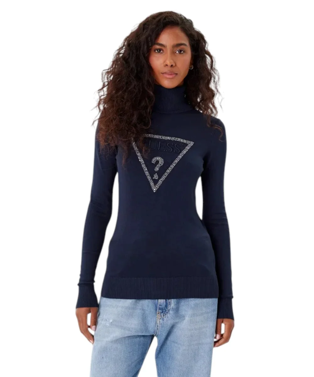 Guess - Γυναικείο Πουλόβερ Ζιβάγκο Regular Fit W5BR39Z2NQ2-G77G Μπλε Σκούρο