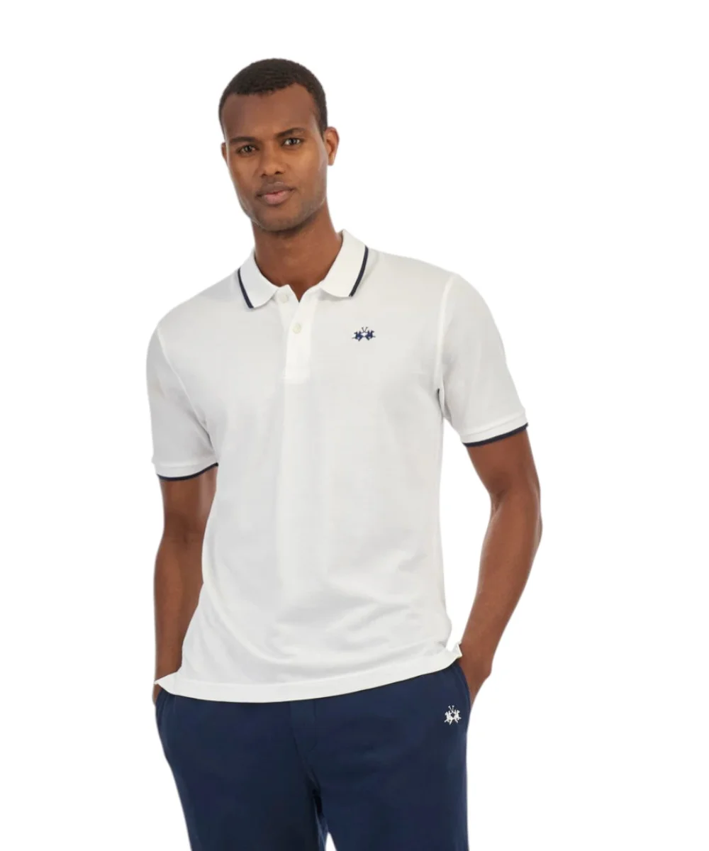 La Martina - Ανδρικό T-Shirt Polo Anthony Regular Fit BPMP04-PK031-00001 Λευκό