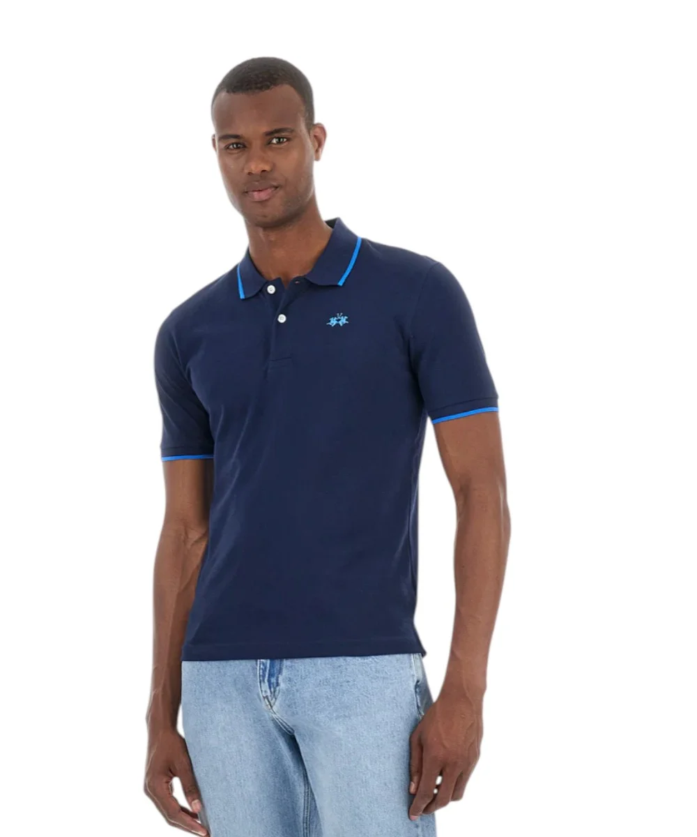 La Martina - Ανδρικό T-Shirt Polo Anthony Regular Fit BPMP04-PK031-07017 Μπλε Σκούρο