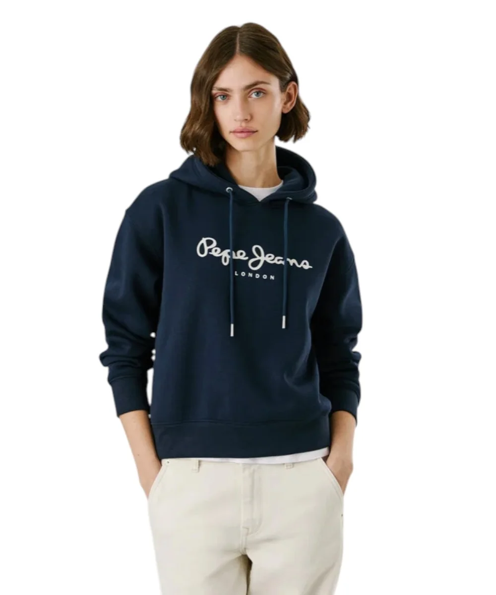 Pepe Jeans - Γυναικείο Φούτερ με κουκούλα Hoodie With Logo PL5800001-594 Μπλε Σκούρο