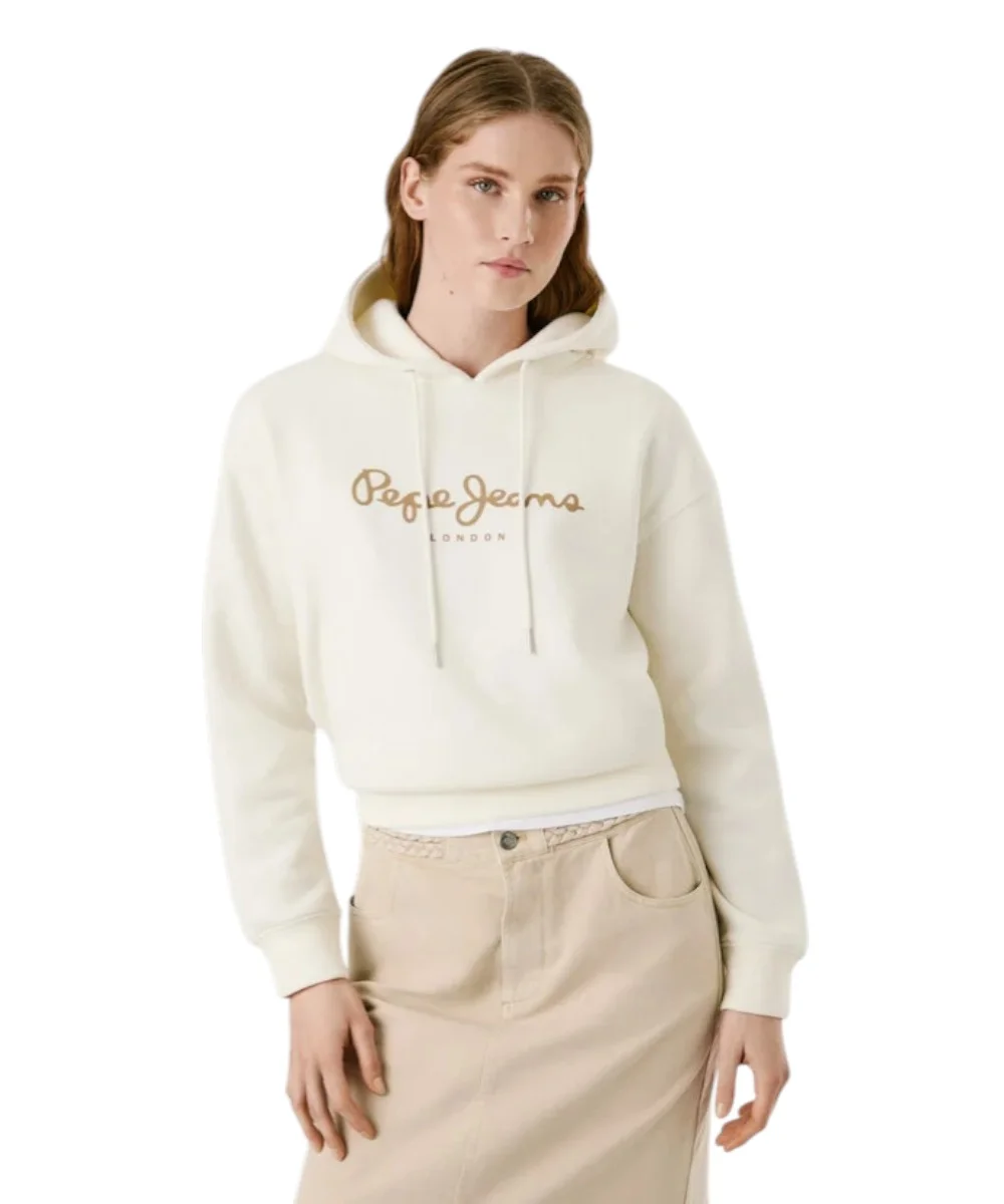 Pepe Jeans - Γυναικείο Φούτερ με κουκούλα Hoodie With Logo PL5800001-805 Εκρού