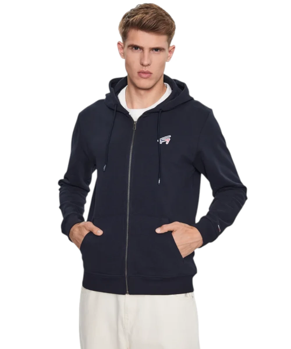 Tommy Hilfiger - Ανδρική Ζακέτα Φούτερ Regular Fit DM0DM16798-DW5 Μπλε Σκούρο