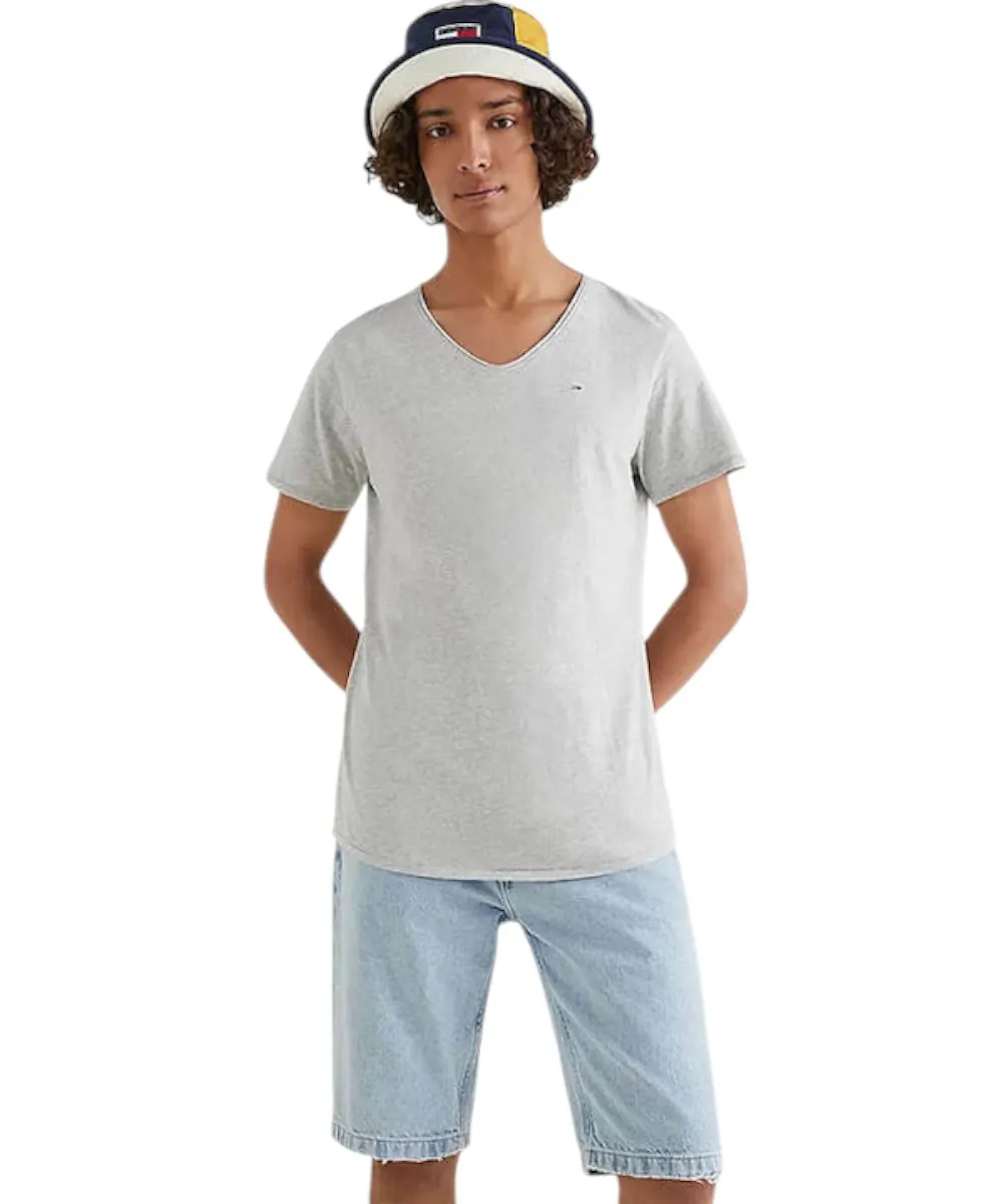 Tommy Hilfiger -  Ανδρικό T-Shirt Tjm Jaspe Slim Fit DM0DM09587-P01 Γκρι Ανοιχτό