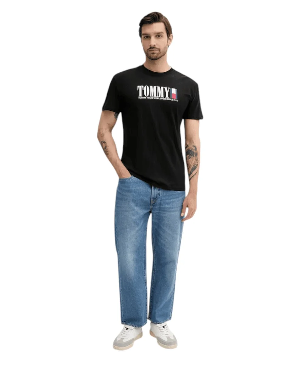 Tommy Hilfiger - Ανδρικό T-shirt Dna Flag Regular Fit DM0DM21941-BDS Μαύρο