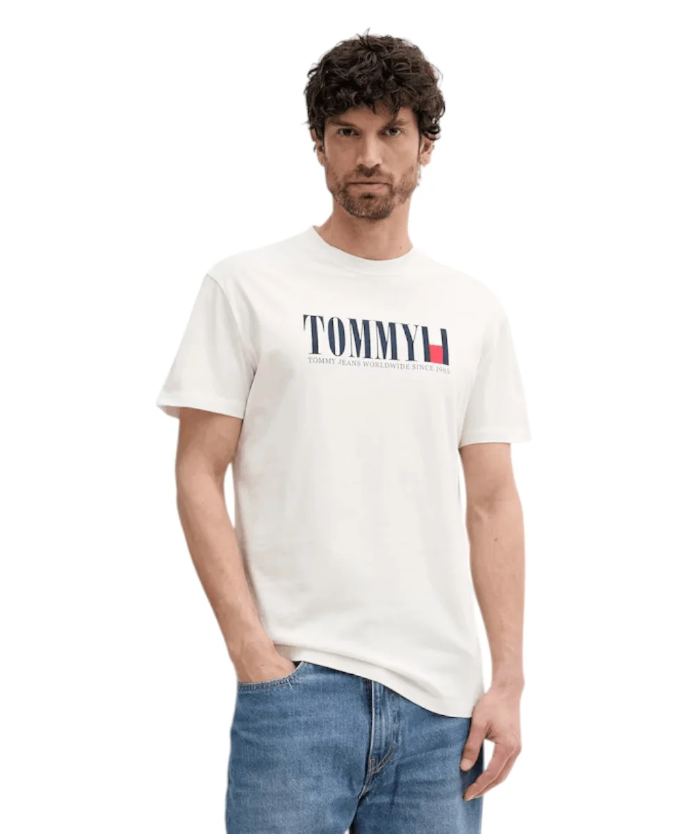 Tommy Hilfiger - Ανδρικό T-shirt Dna Flag Regular Fit DM0DM21941-YBL Λευκό