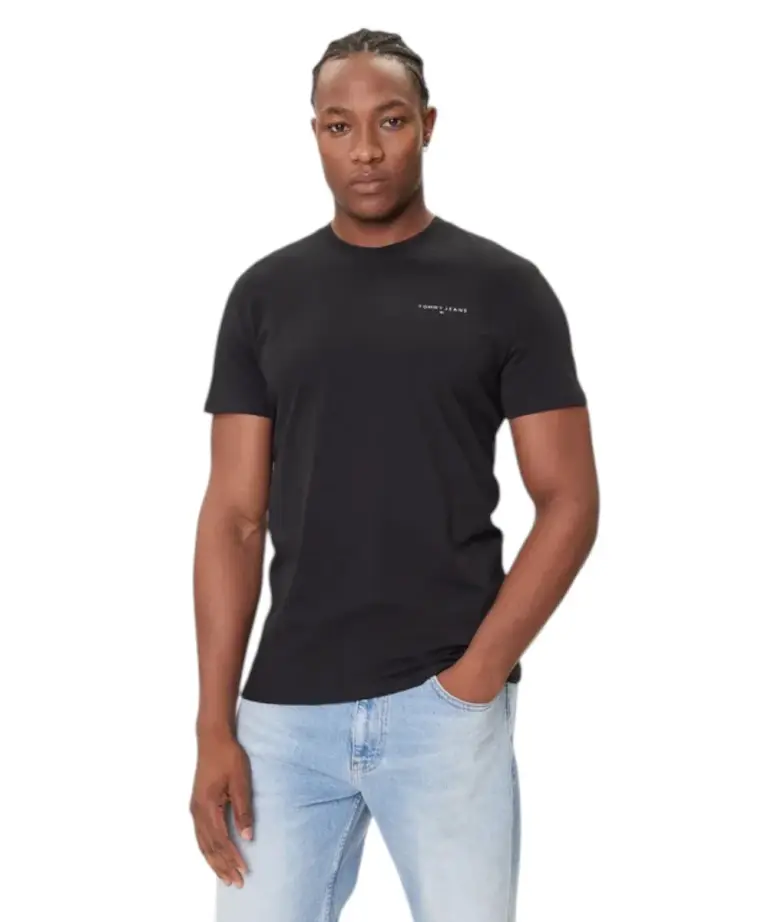 Tommy Hilfiger - Ανδρικό T-shirt Linear Chest Slim Fit DM0DM21780-BDS Μαύρο