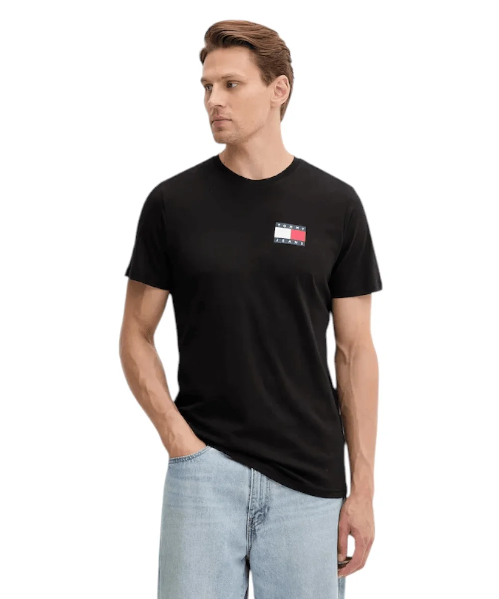 Tommy Hilfiger - Ανδρικό T-shirt Th Essential Flag Tee Regular Fit DM0DM20740-BDS Μαύρο