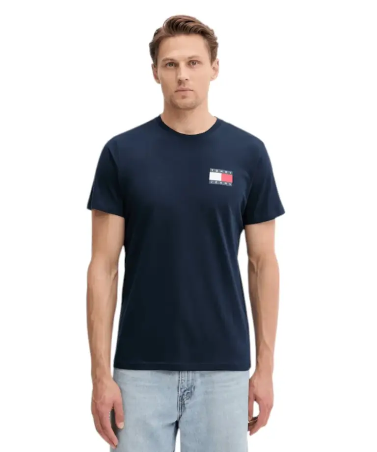 Tommy Hilfiger - Ανδρικό T-shirt Th Essential Flag Tee Regular Fit DM0DM20740-C1G Μπλε Σκούρο