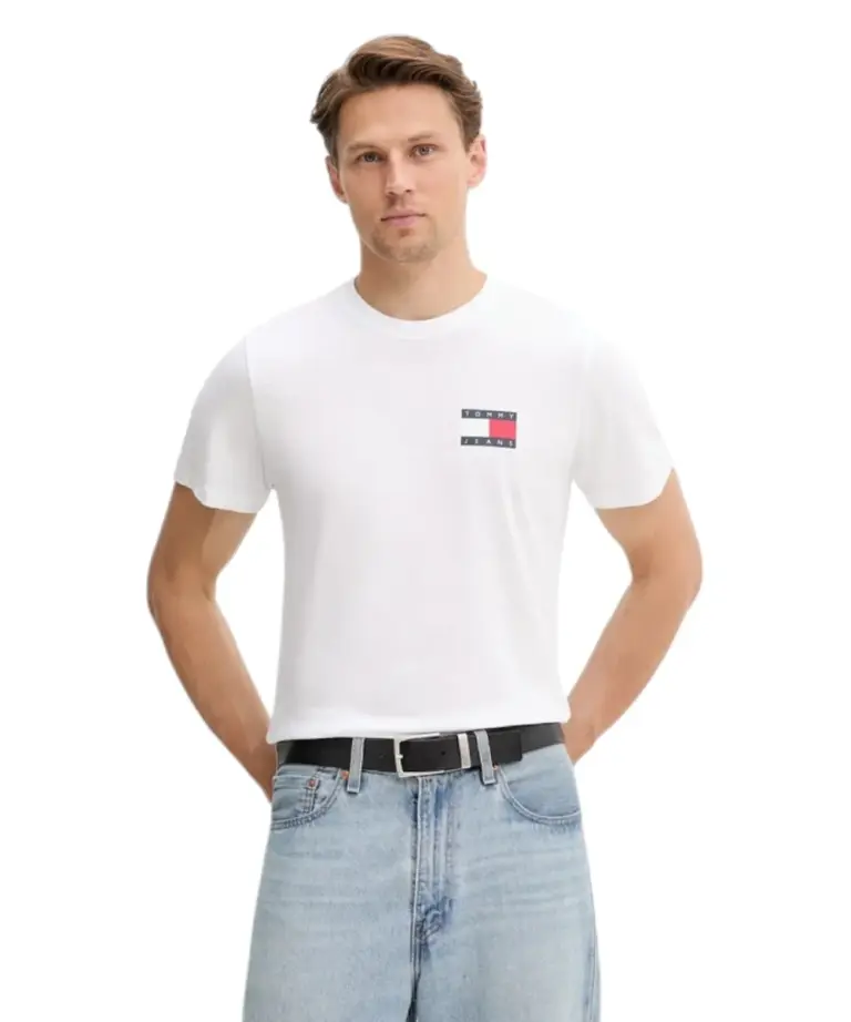 Tommy Hilfiger - Ανδρικό T-shirt Th Essential Flag Tee Regular Fit DM0DM20740-YBR Λευκό
