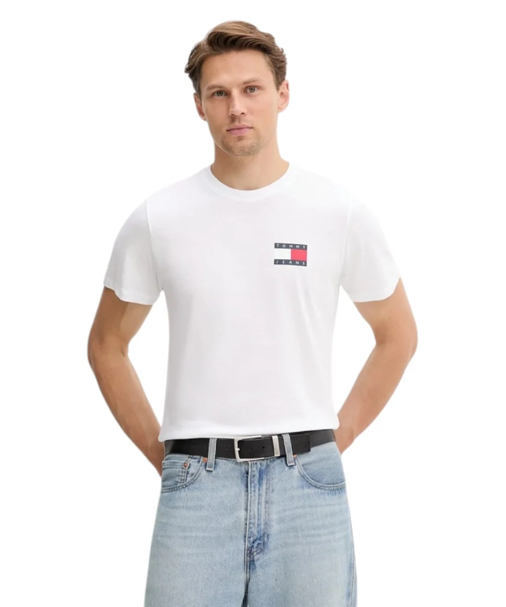 Tommy Hilfiger - Ανδρικό T-shirt Th Essential Flag Tee Regular Fit DM0DM20740-YBR Λευκό