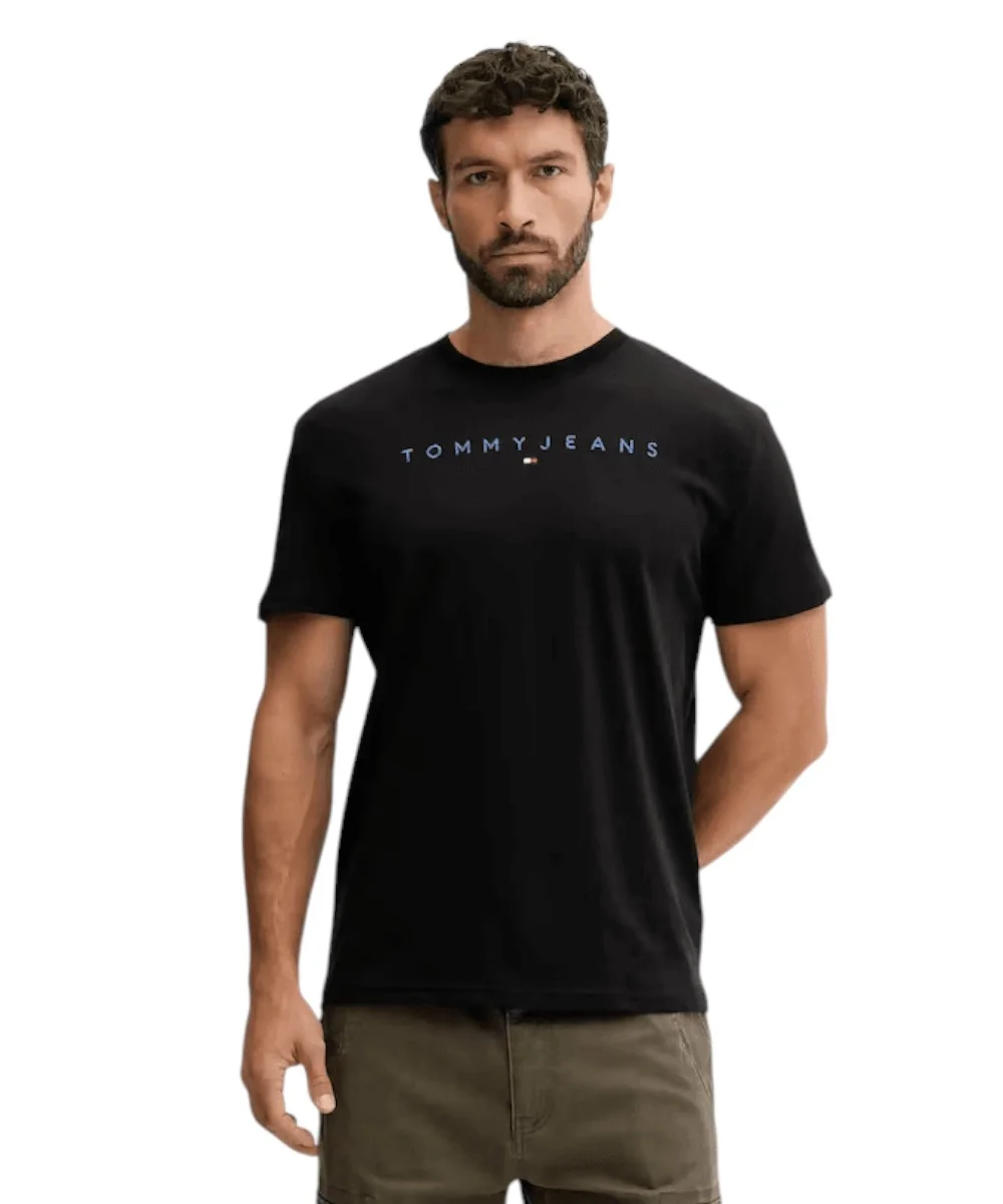 Tommy Hilfiger - Ανδρικό T-shirt Th Linear Logo C-Neck DM0DM20744-0GK Μαύρο