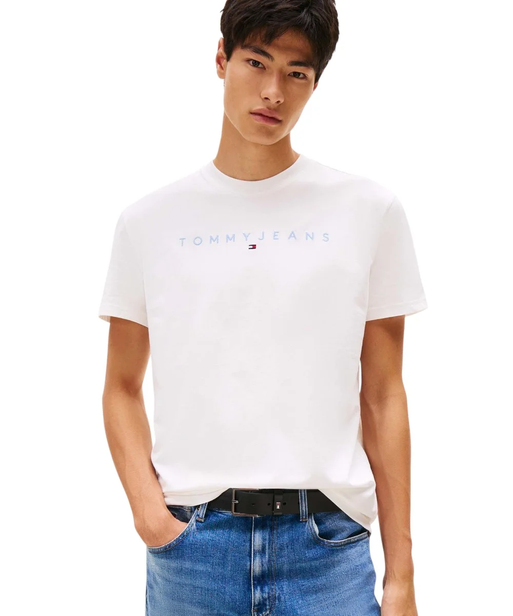 Tommy Hilfiger - Ανδρικό T-shirt Th Linear Logo C-Neck DM0DM20744-0K5 Εκρού