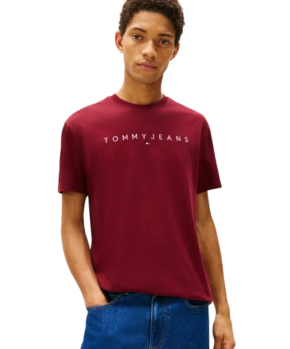 Tommy Hilfiger - Ανδρικό T-shirt Th Linear Logo C-Neck DM0DM20744-0KP Κόκκινο