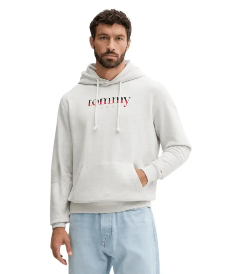 Tommy Hilfiger - Ανδρικό Φούτερ Logo Drawstring Terry Hoodie Regular Fit DM0DM22113-P09 Γκρι