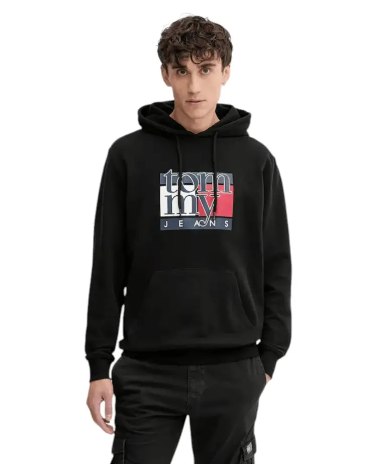 Tommy Hilfiger - Ανδρικό Φούτερ με Κουκούλα Regular Fit DM0DM22092-BDS Μαύρο
