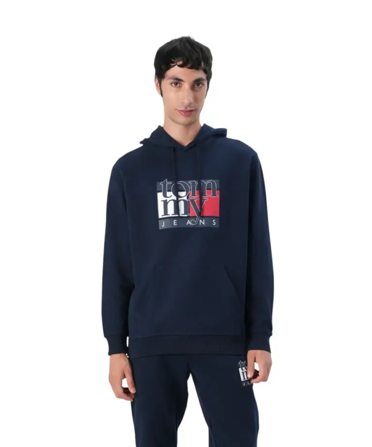 Tommy Hilfiger - Ανδρικό Φούτερ με Κουκούλα Regular Fit DM0DM22092-C1G Μπλε Σκούρο