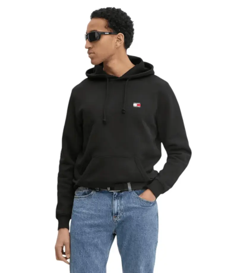 Tommy Hilfiger - Ανδρικό Φούτερ με Κουκούλα και Τσέπες Badge Regular Fit DM0DM20258-BDS Μαύρο