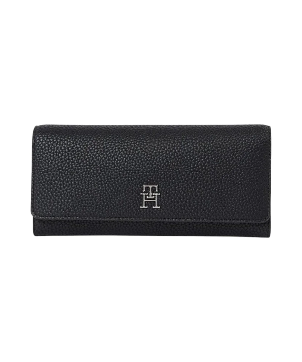 Tommy Hilfiger - Γυναικείο Πορτοφόλι Th Emblem Large Flap Wallet AW0AW14221-BDS Μαύρο